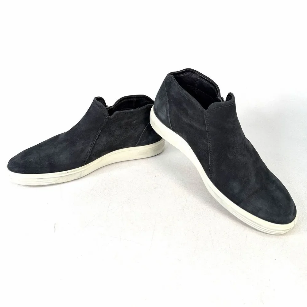 Ecco Boots Womens 41 Soft 7 Low Bootie Sneakers Black Comfort Casual Round Toe